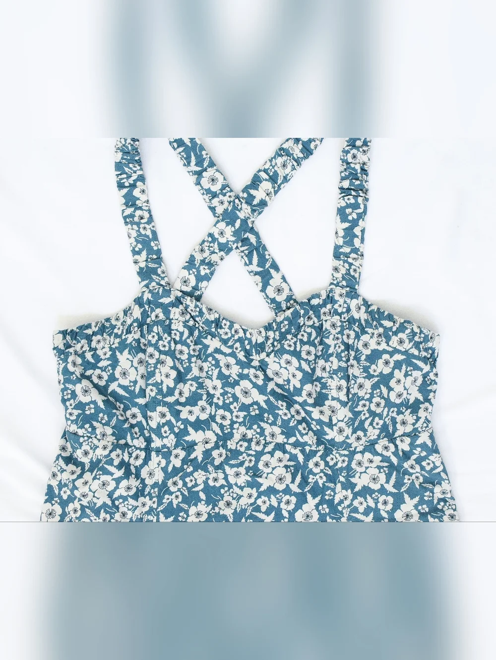 Anthropologie Maeve Floral Sweetheart Mini Dress Babydoll Criss Cross Back Sz M - Picture 3 of 10